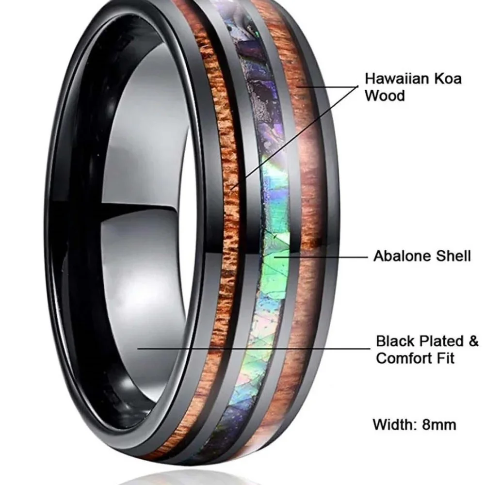 Idris Koa Wood & Abalone Shell Men's Ring